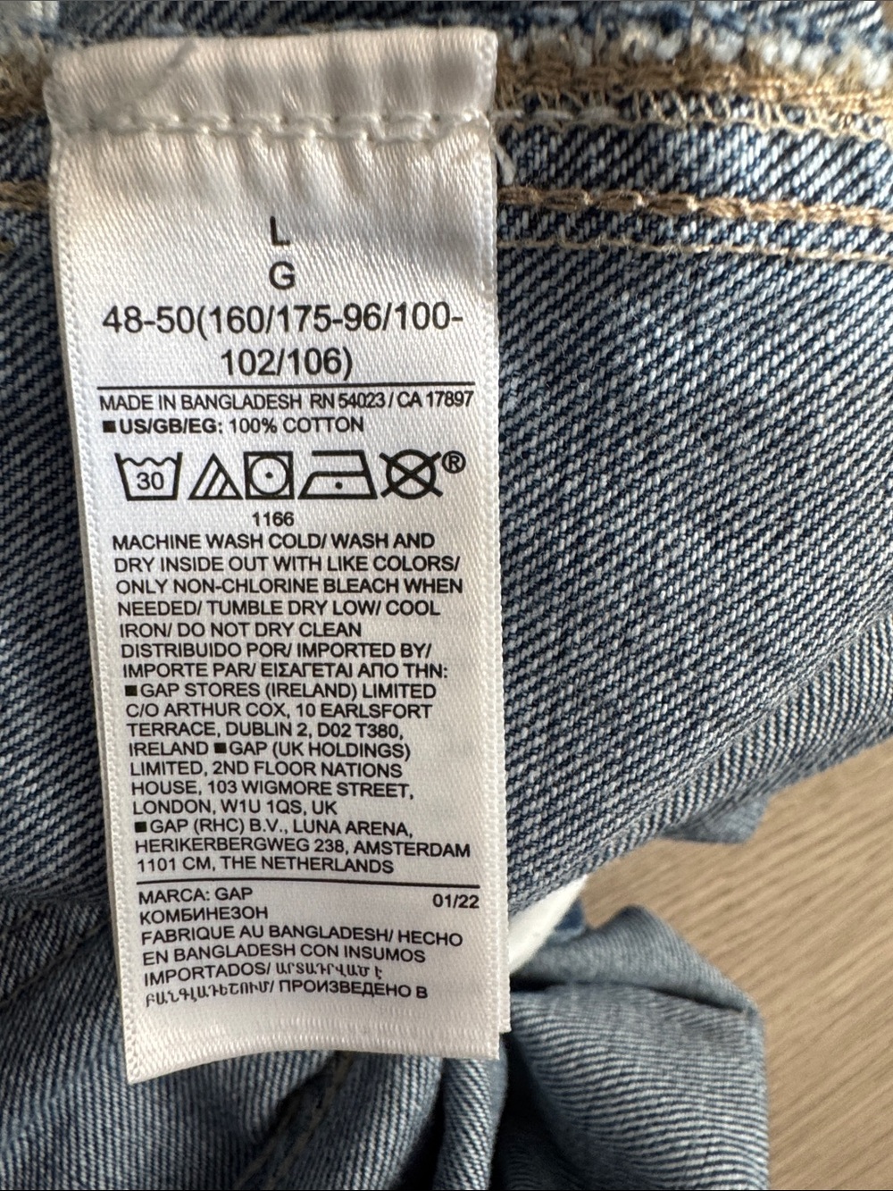 GAP Distressed Dark Blue Denim Overalls- Women’s Large. Gently Used Condition. - Picture 3 of 4